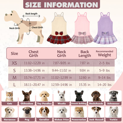 Dog Dress with Plaid Bow