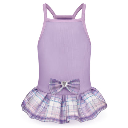 Dog Dress with Plaid Bow