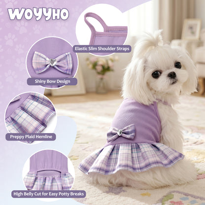 Dog Dress with Plaid Bow