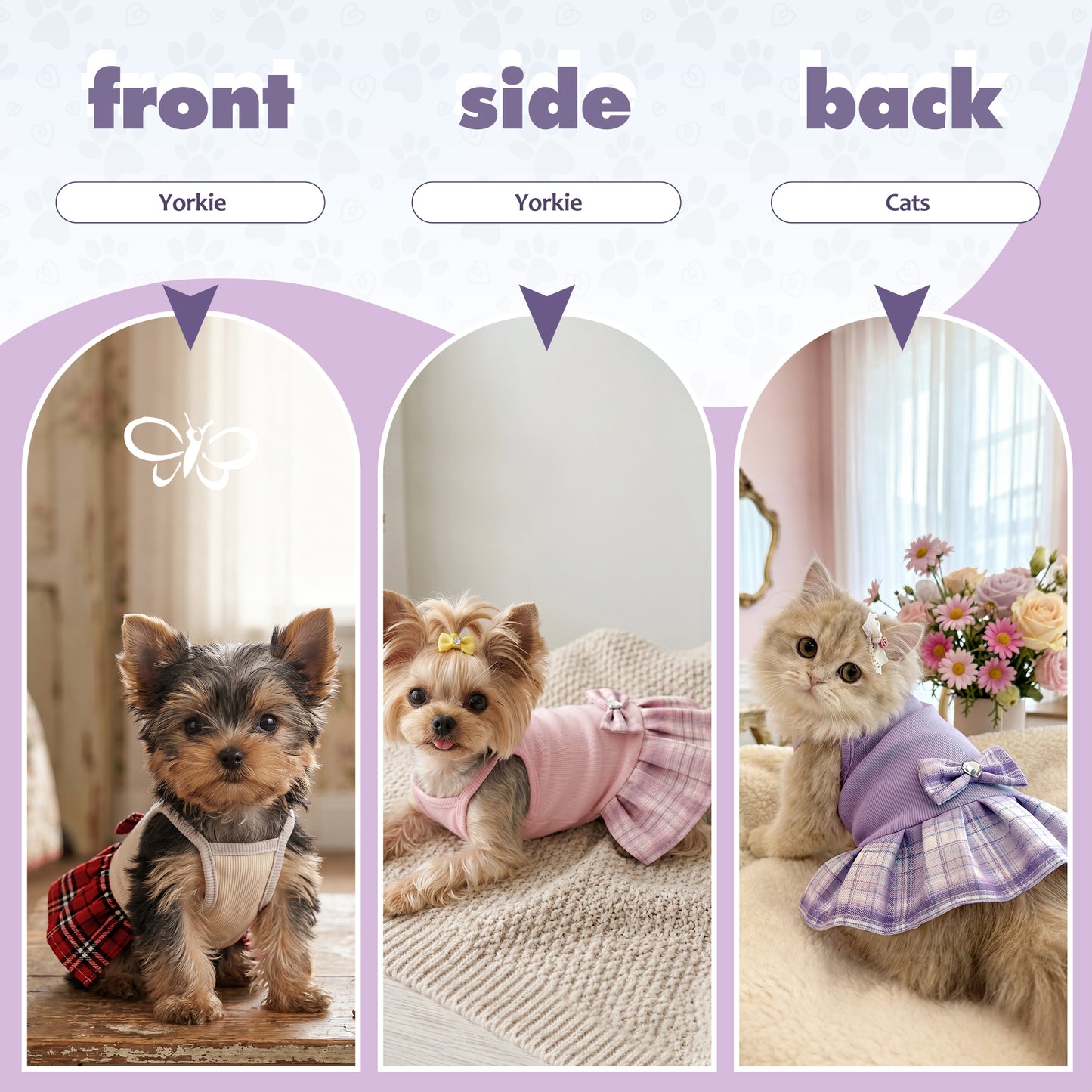 Dog Dress with Plaid Bow