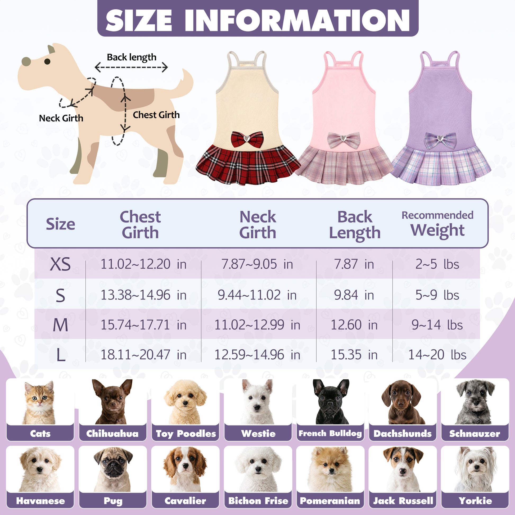 Dog Dress with Plaid Bow