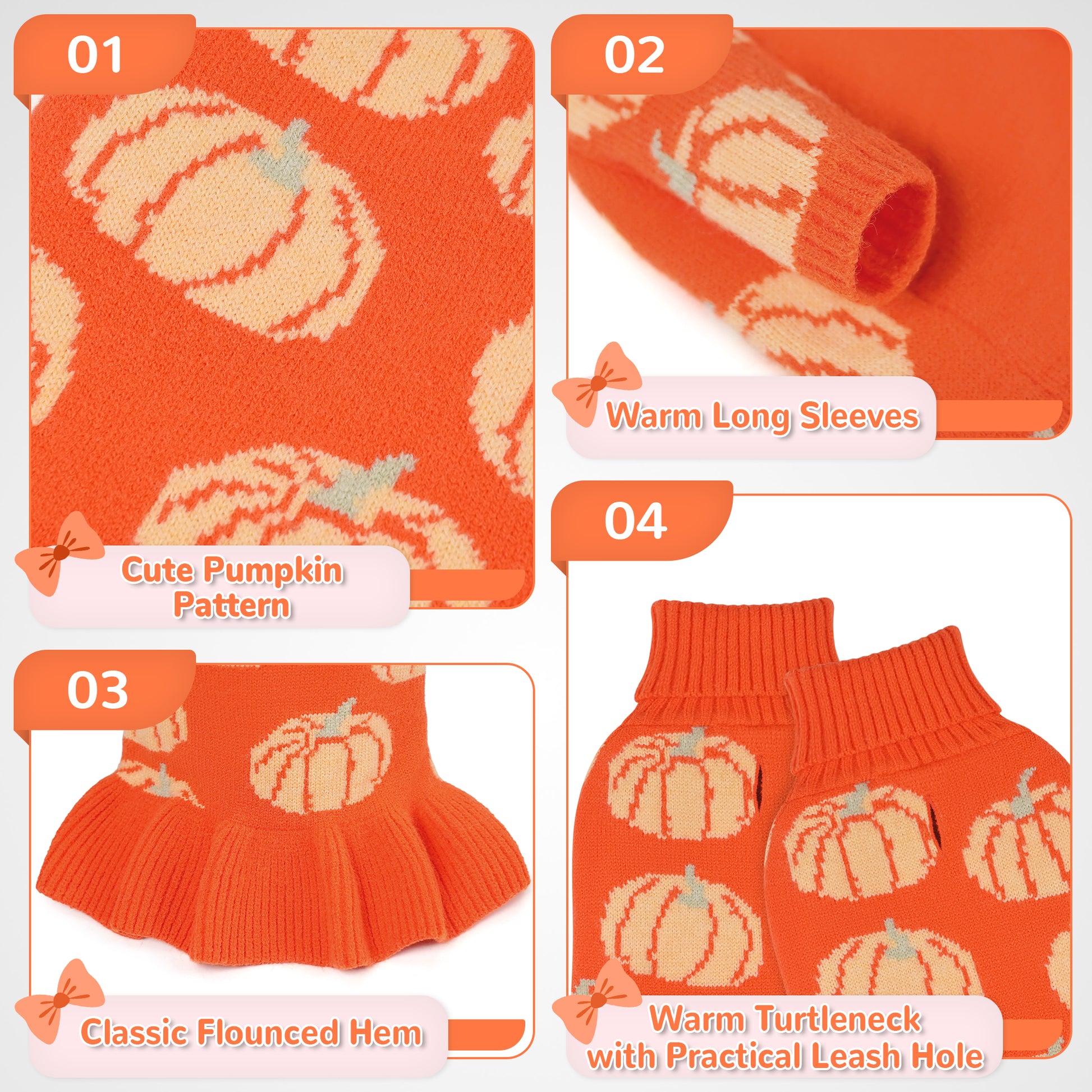 Dog Pumpkin Knit Sweater Dress