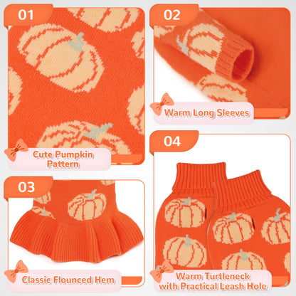 Dog Pumpkin Knit Sweater Dress