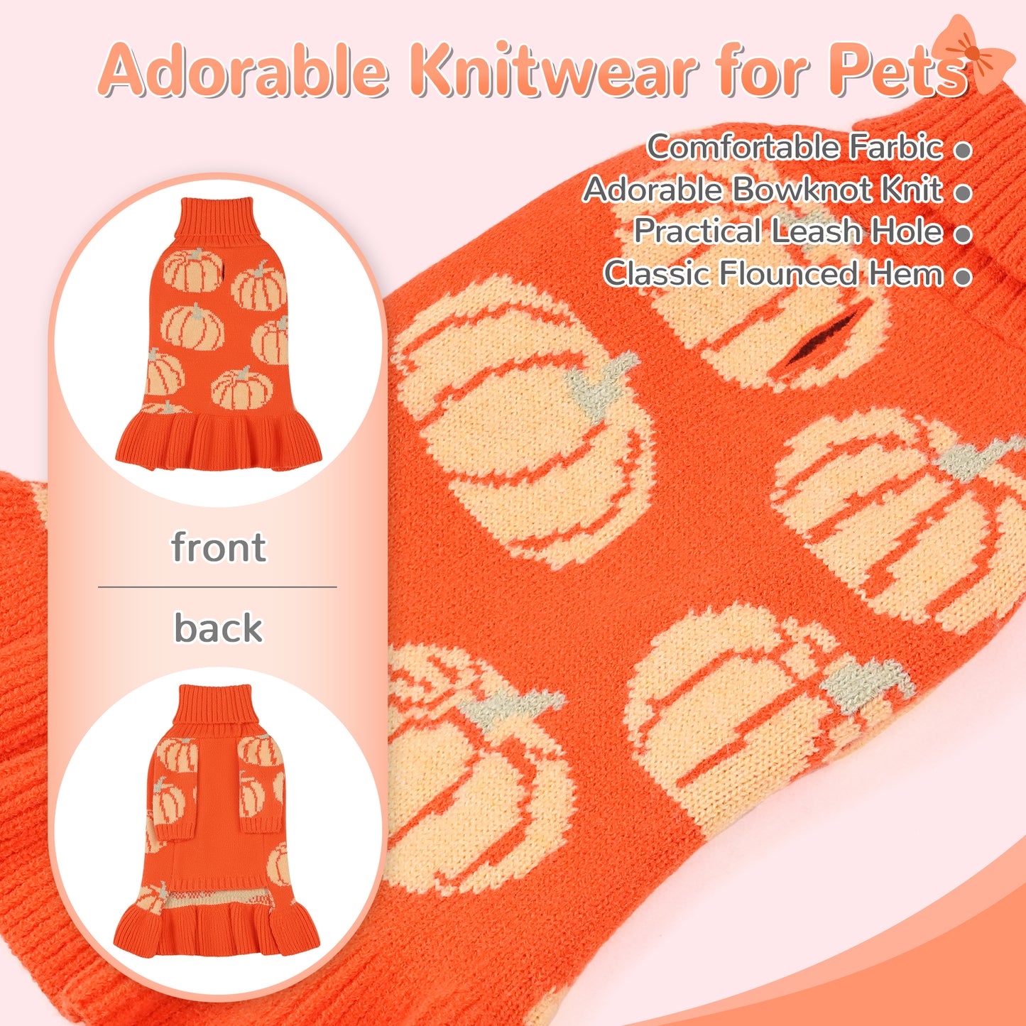Dog Pumpkin Knit Sweater Dress