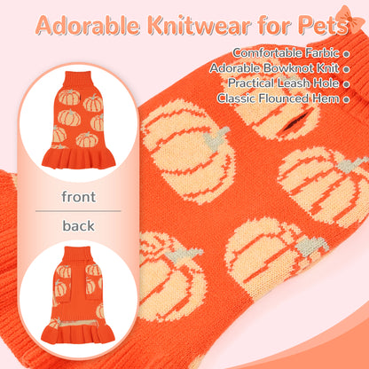 Dog Pumpkin Knit Sweater Dress