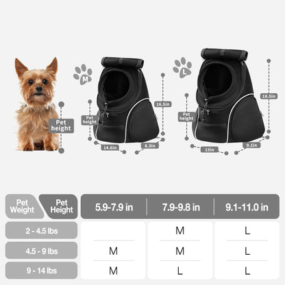 Dog Travel Back Pack with Safety Belt for Travel Hiking Cycling Black