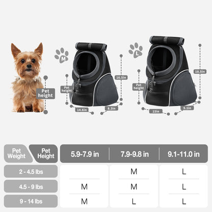 Dog Travel Back Pack with Safety Belt for Travel Hiking Cycling Grey