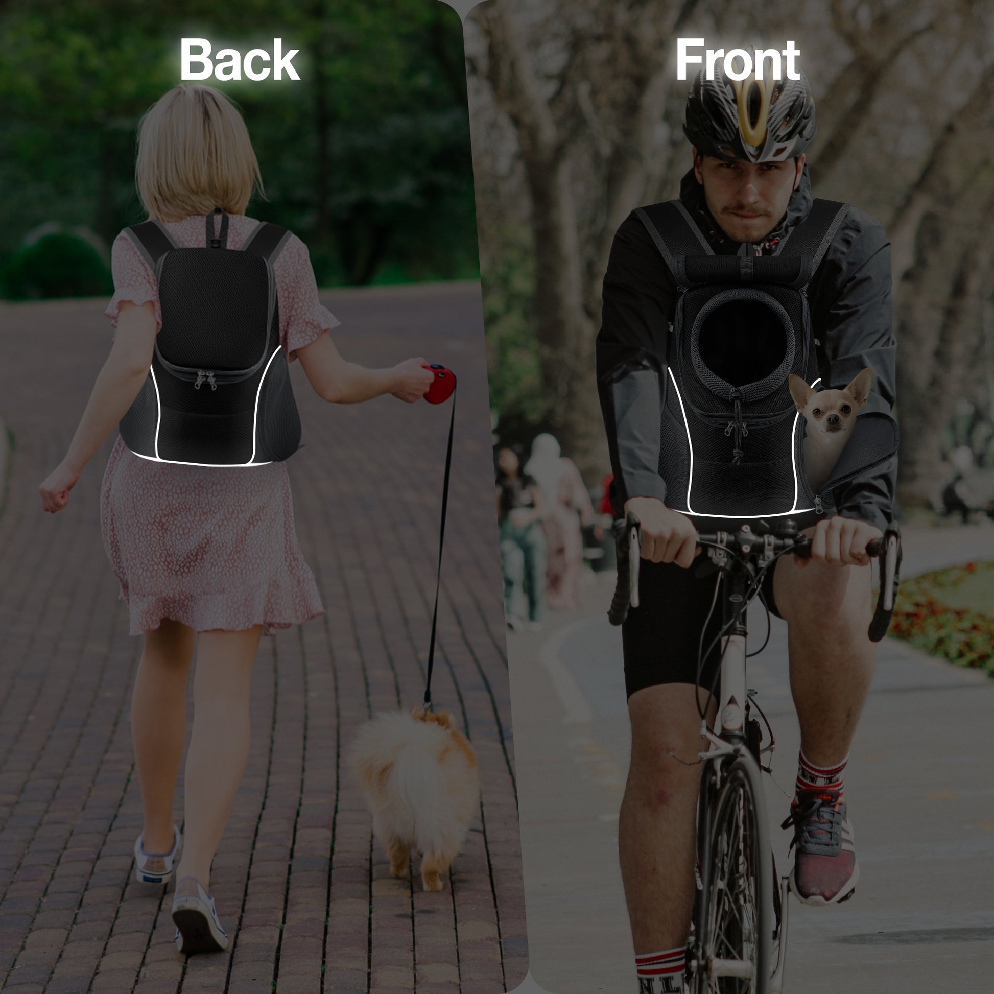 Dog Travel Back Pack with Safety Belt for Travel Hiking Cycling Grey