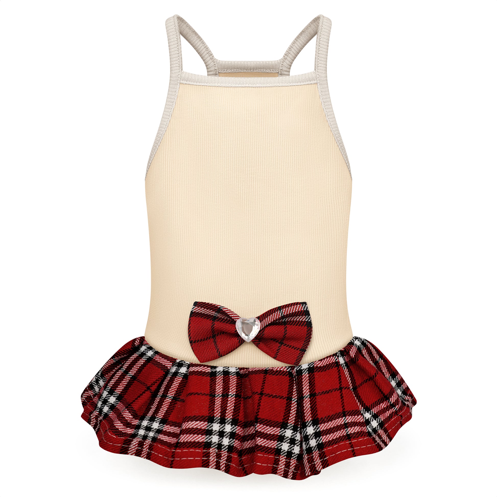 Dog Dress with Plaid Bow