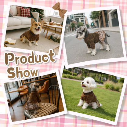 Fleece Small Dog Sweater Dress Brown