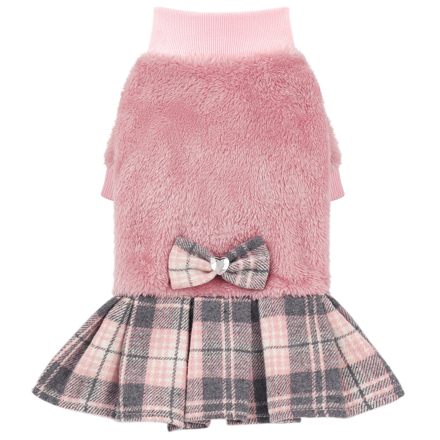 Fleece Small Dog Sweater Dress Pink
