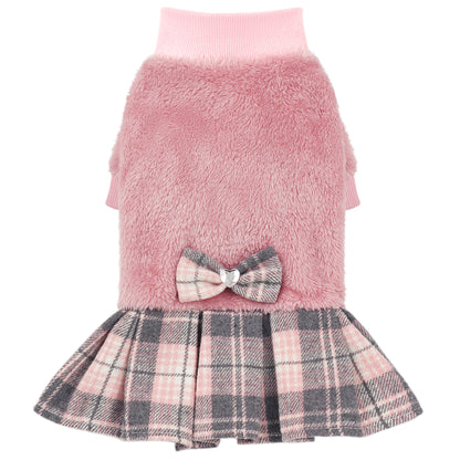 Fleece Small Dog Sweater Dress Pink