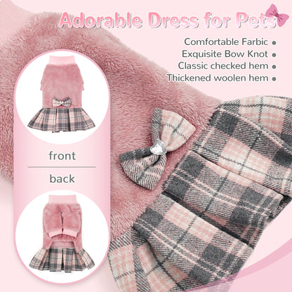 Fleece Small Dog Sweater Dress Pink