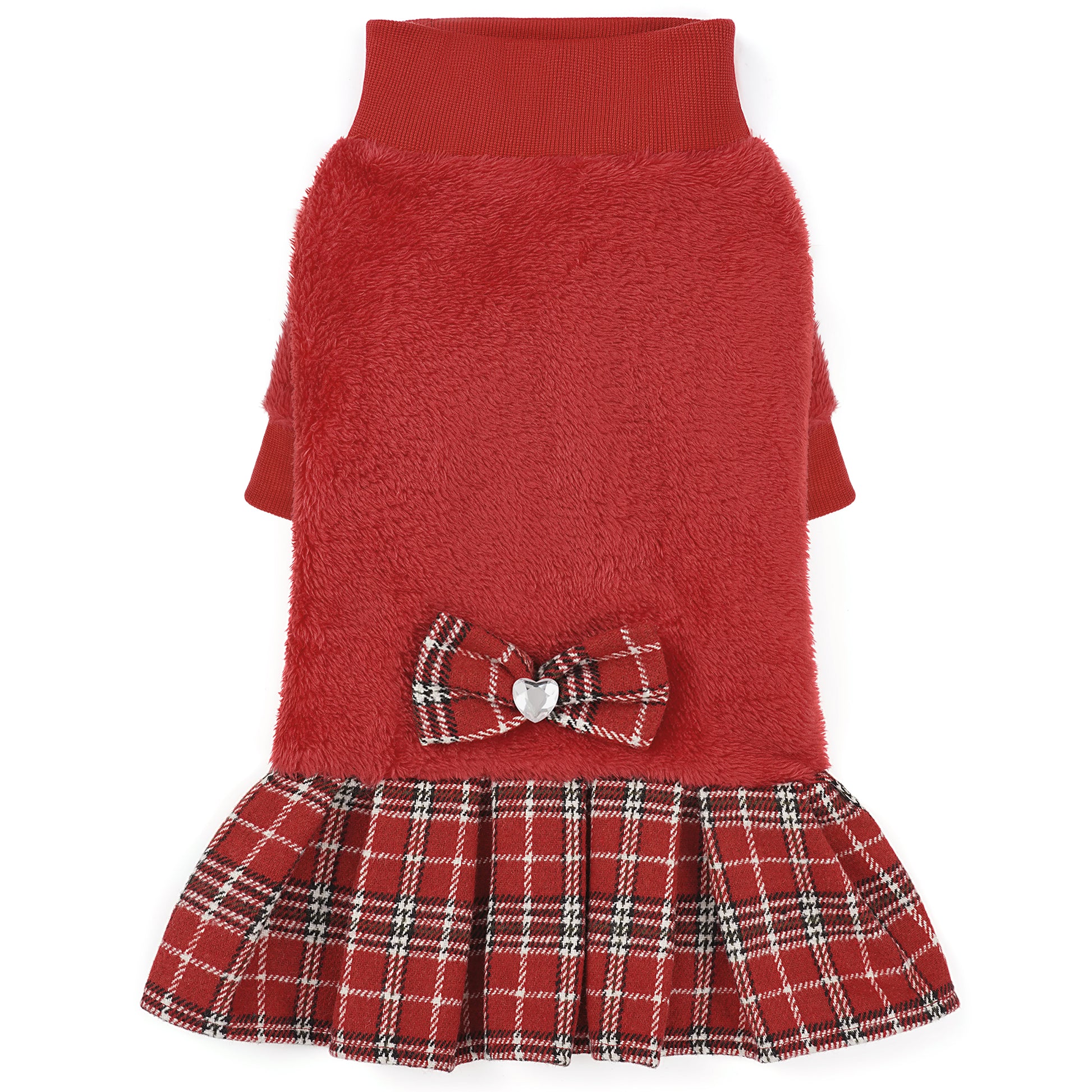 Fleece Small Dog Sweater Dress Red