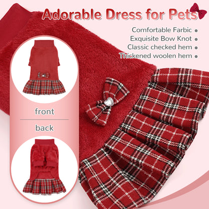 Fleece Small Dog Sweater Dress Red