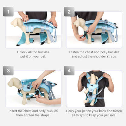 Front Pet Carrier Backpack for Small Dogs and Cats Blue