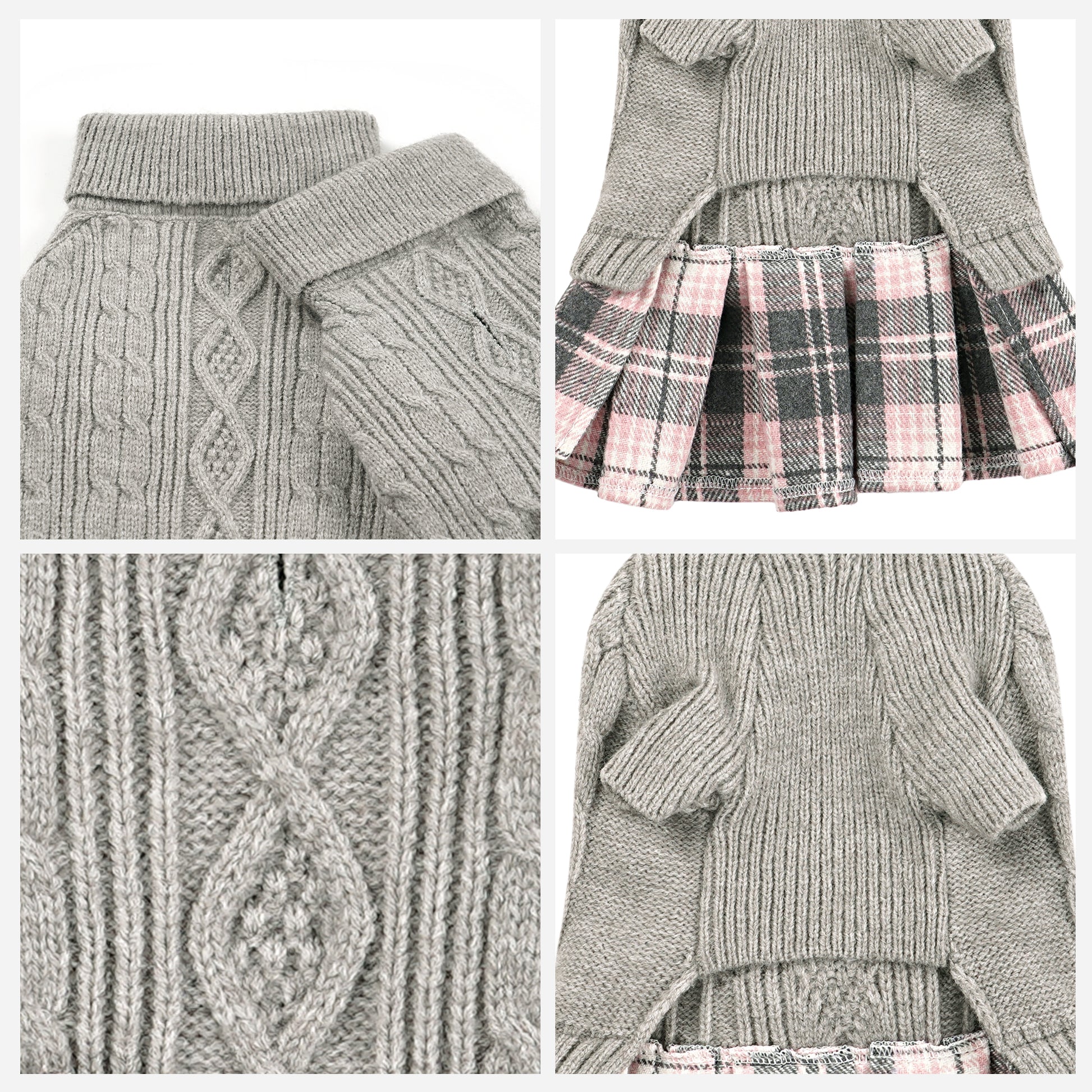 Pet Dog Warm Knit Sweater for Yorkies, Chihuahua Grey