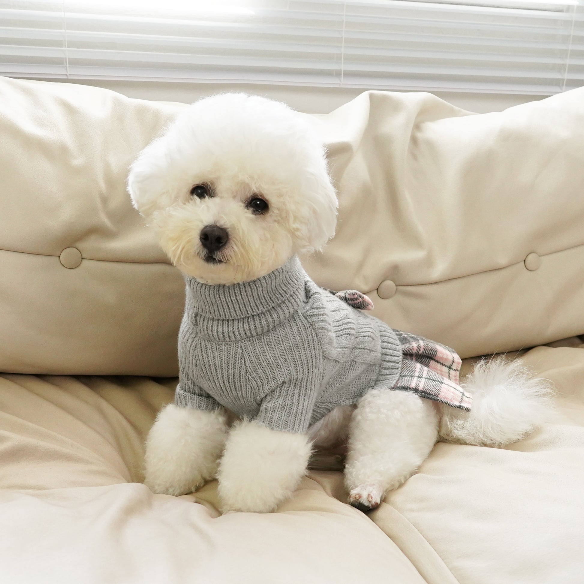 Pet Dog Warm Knit Sweater for Yorkies, Chihuahua Grey