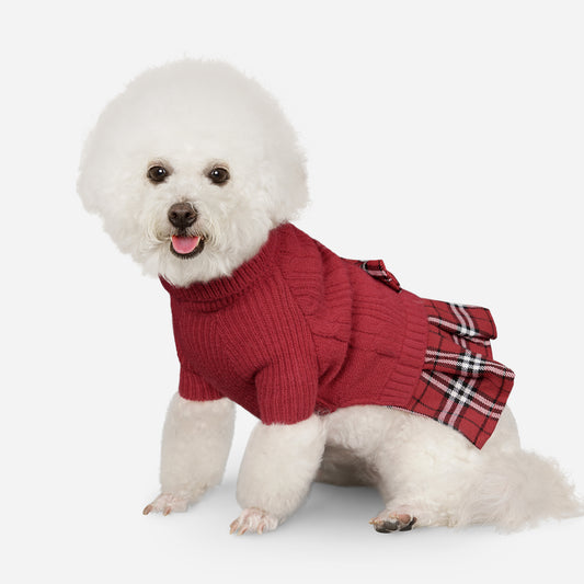 Pet Dog Warm Knit Sweater for Yorkies, Chihuahua Red