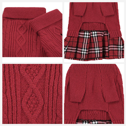 Pet Dog Warm Knit Sweater for Yorkies, Chihuahua Red