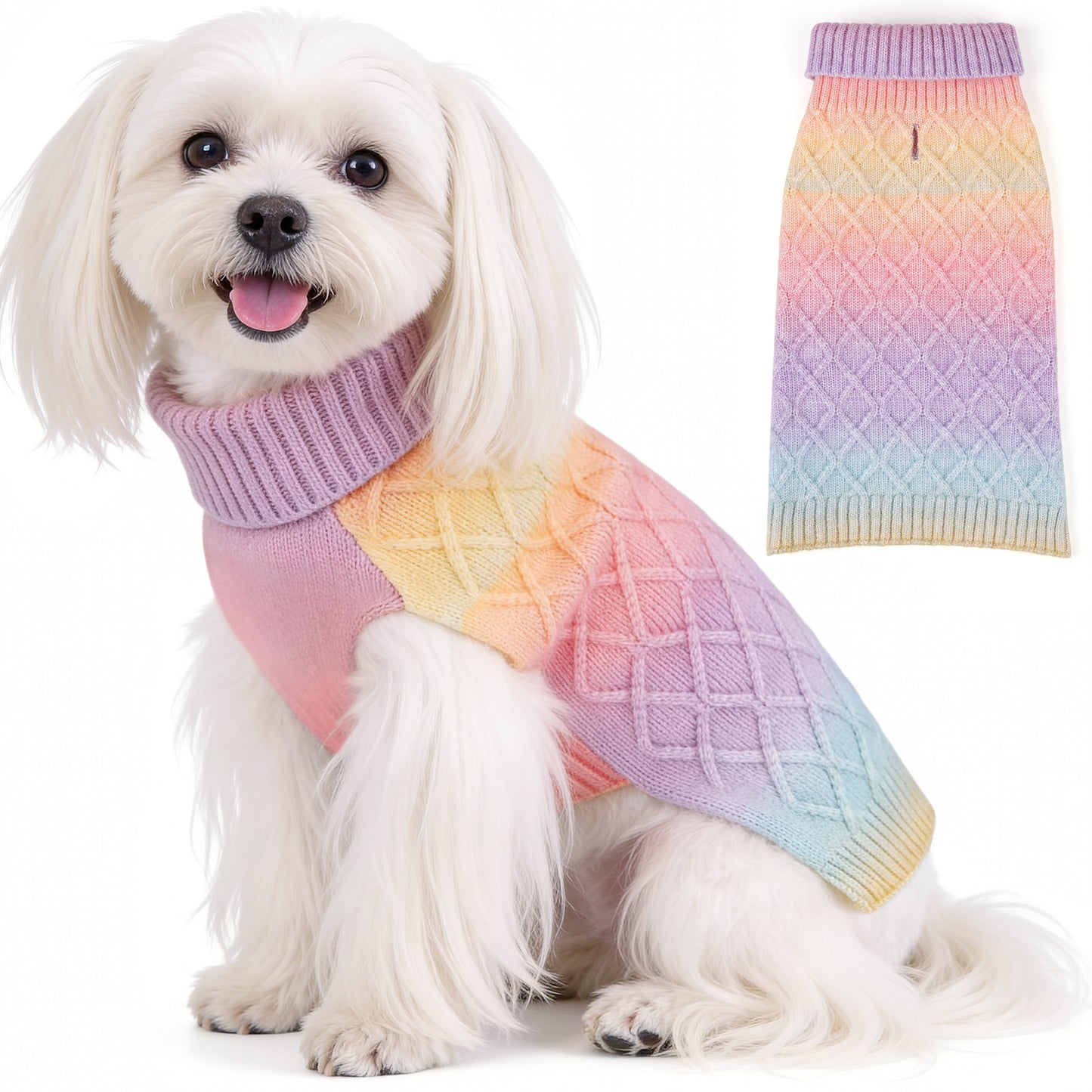 Pet Dog Winter Clothes Warm Sweater for Yorkies Rainbow