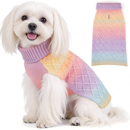 Pet Dog Winter Clothes Warm Sweater for Yorkies Rainbow