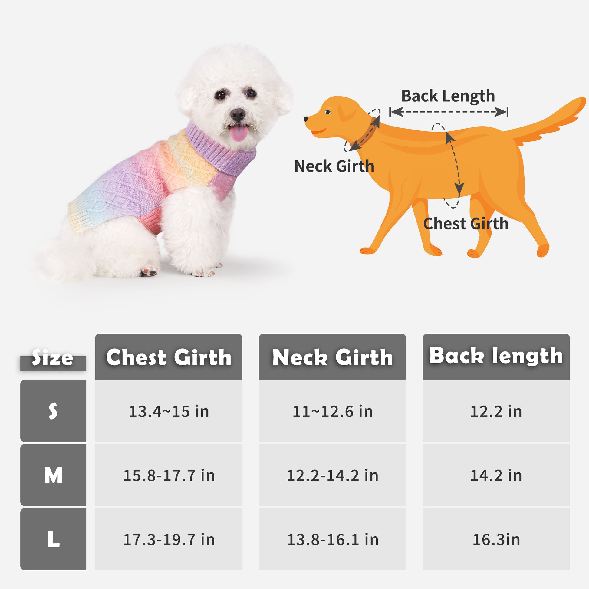 Pet Dog Winter Clothes Warm Sweater for Yorkies Rainbow