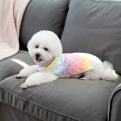 Pet Dog Winter Clothes Warm Sweater for Yorkies Rainbow