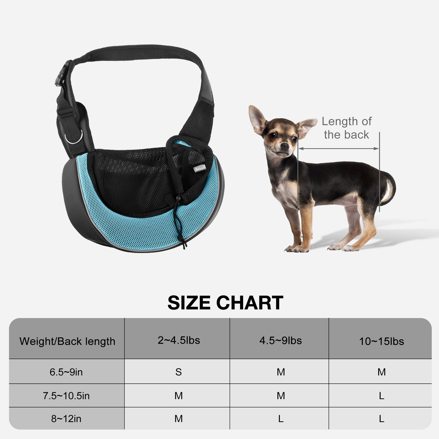Pet Sling Carrier for Small Dogs Cyan
