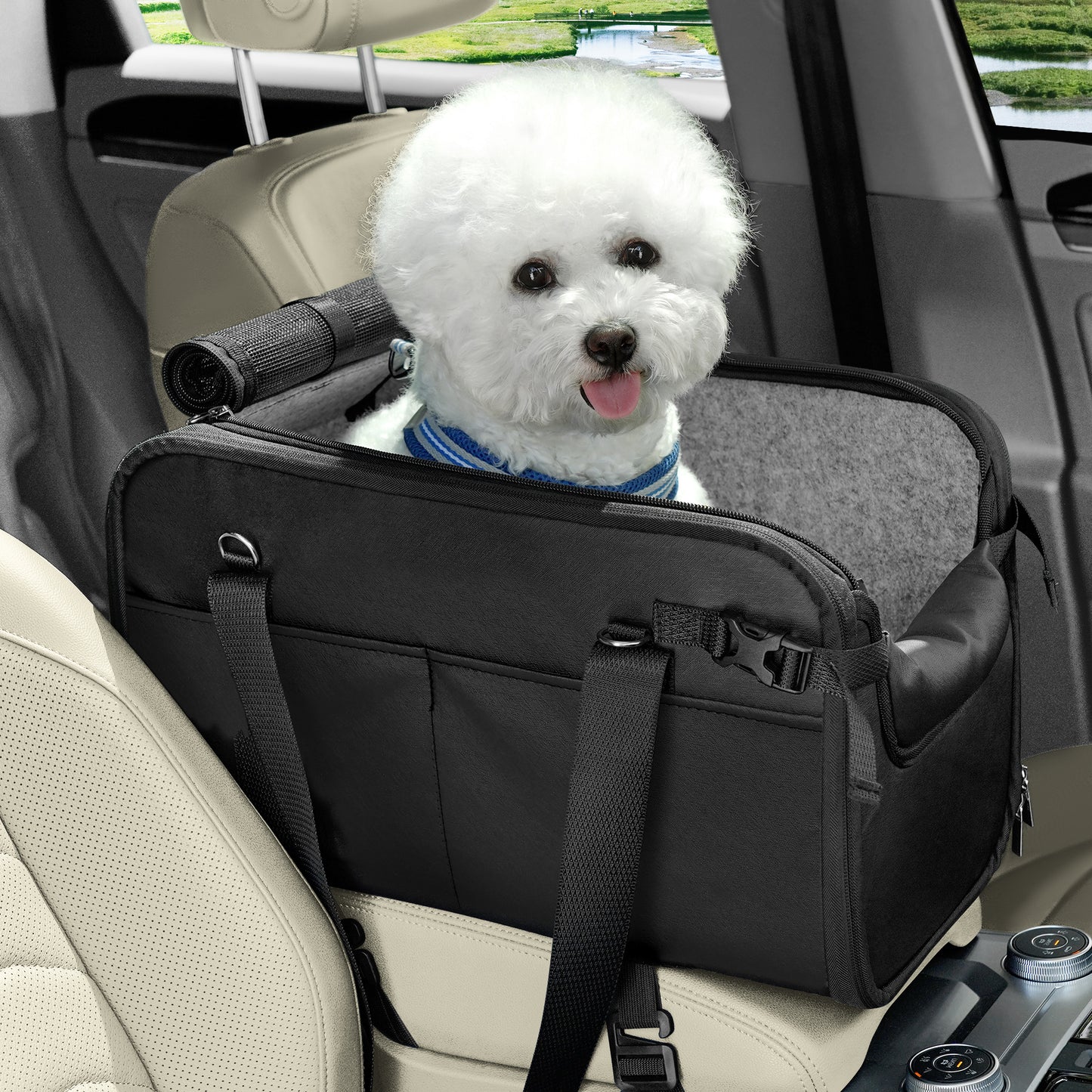 Portable Dog Car Seat for Small Dogs Black