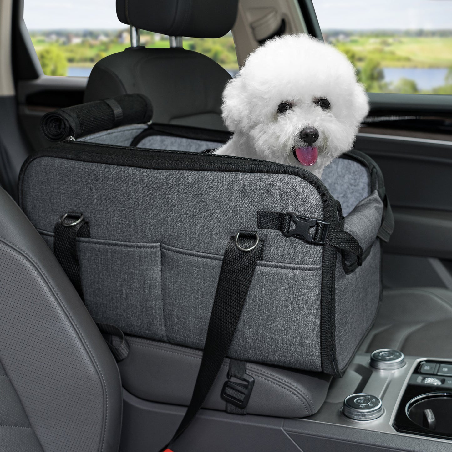 Portable Dog Car Seat for Small Dogs Dark Gray