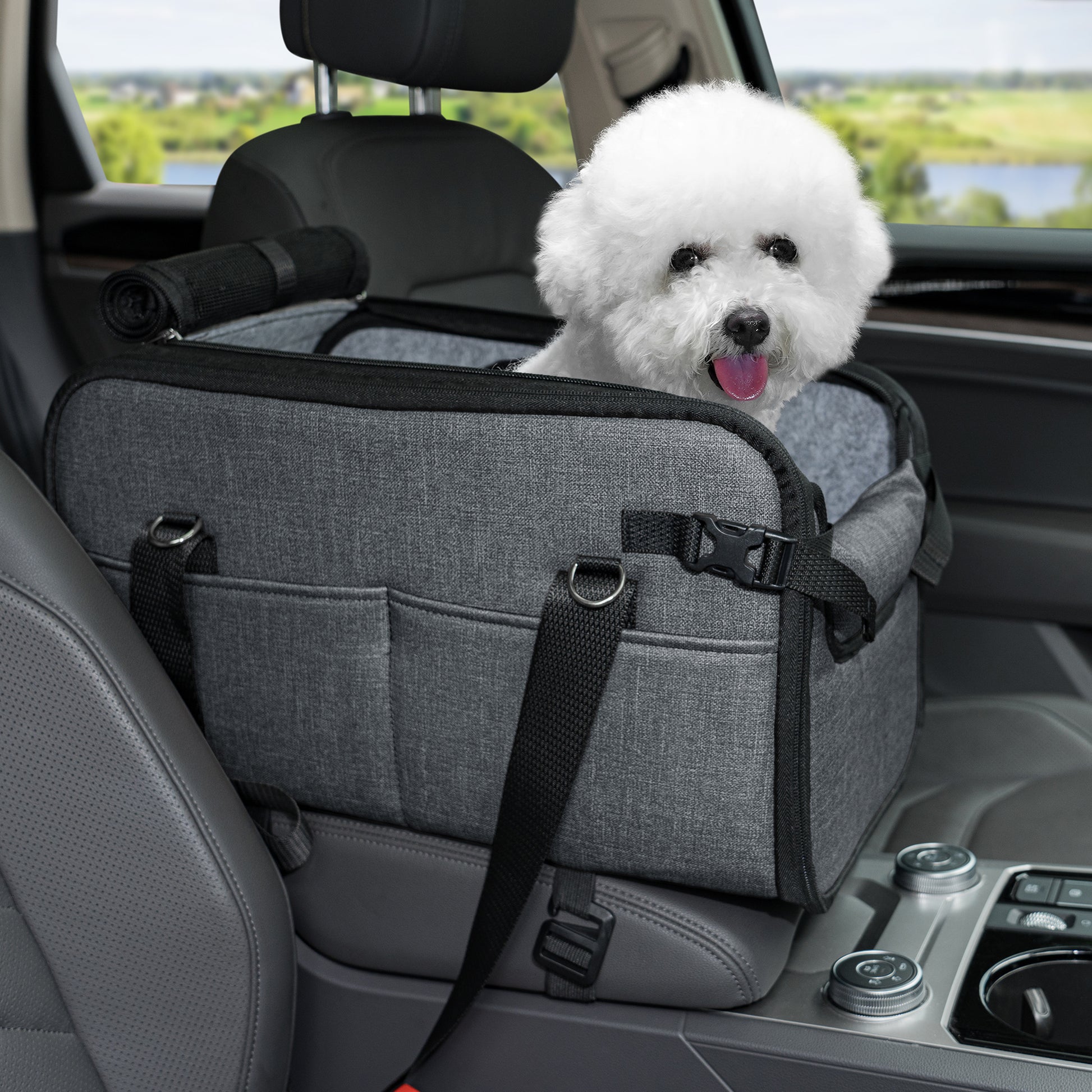 Portable Dog Car Seat for Small Dogs Dark Gray