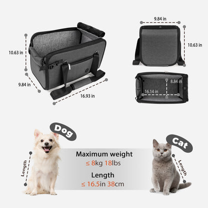 Portable Dog Car Seat for Small Dogs Dark Gray