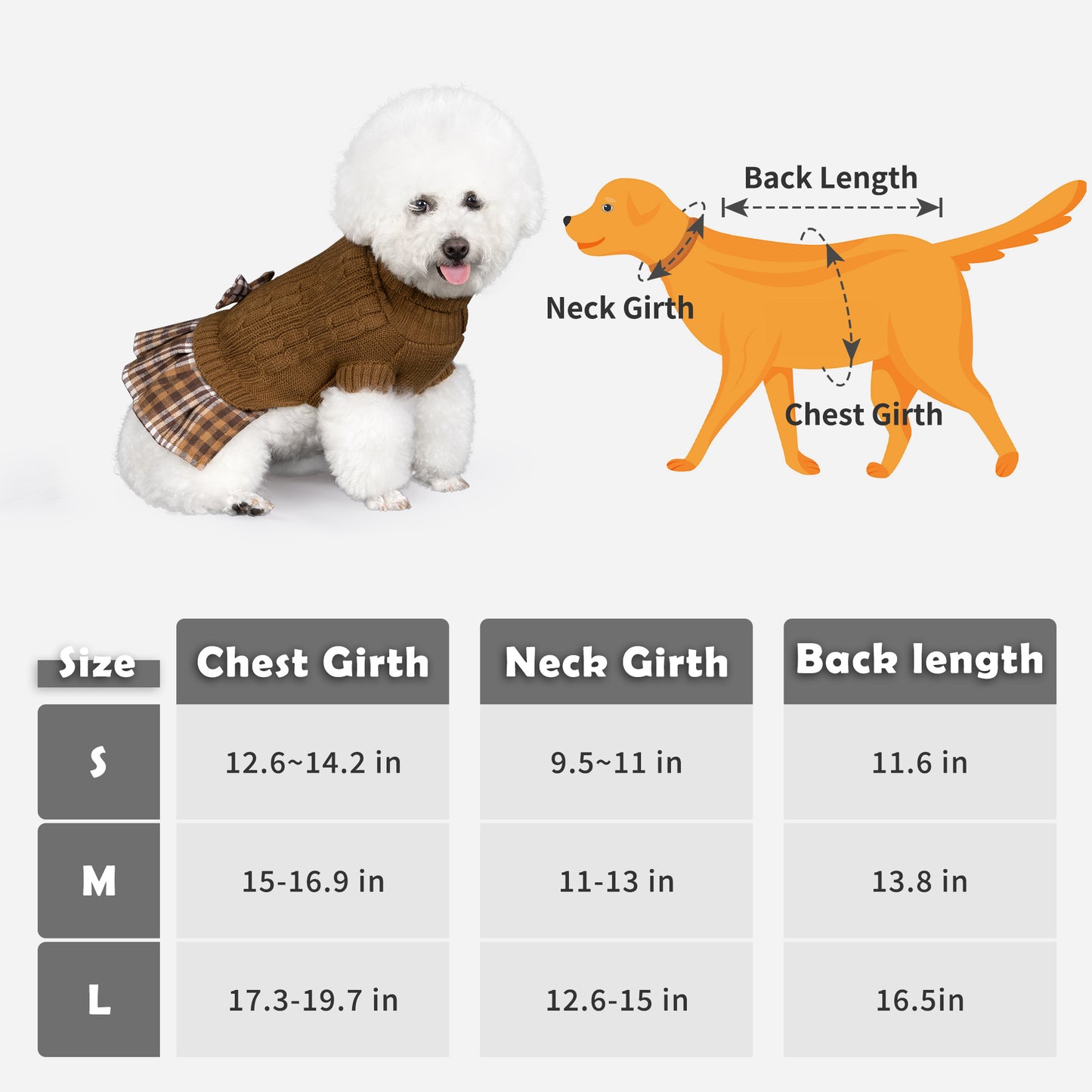 Small Dog Sweater Dress with Bowtie Turtleneck Brown