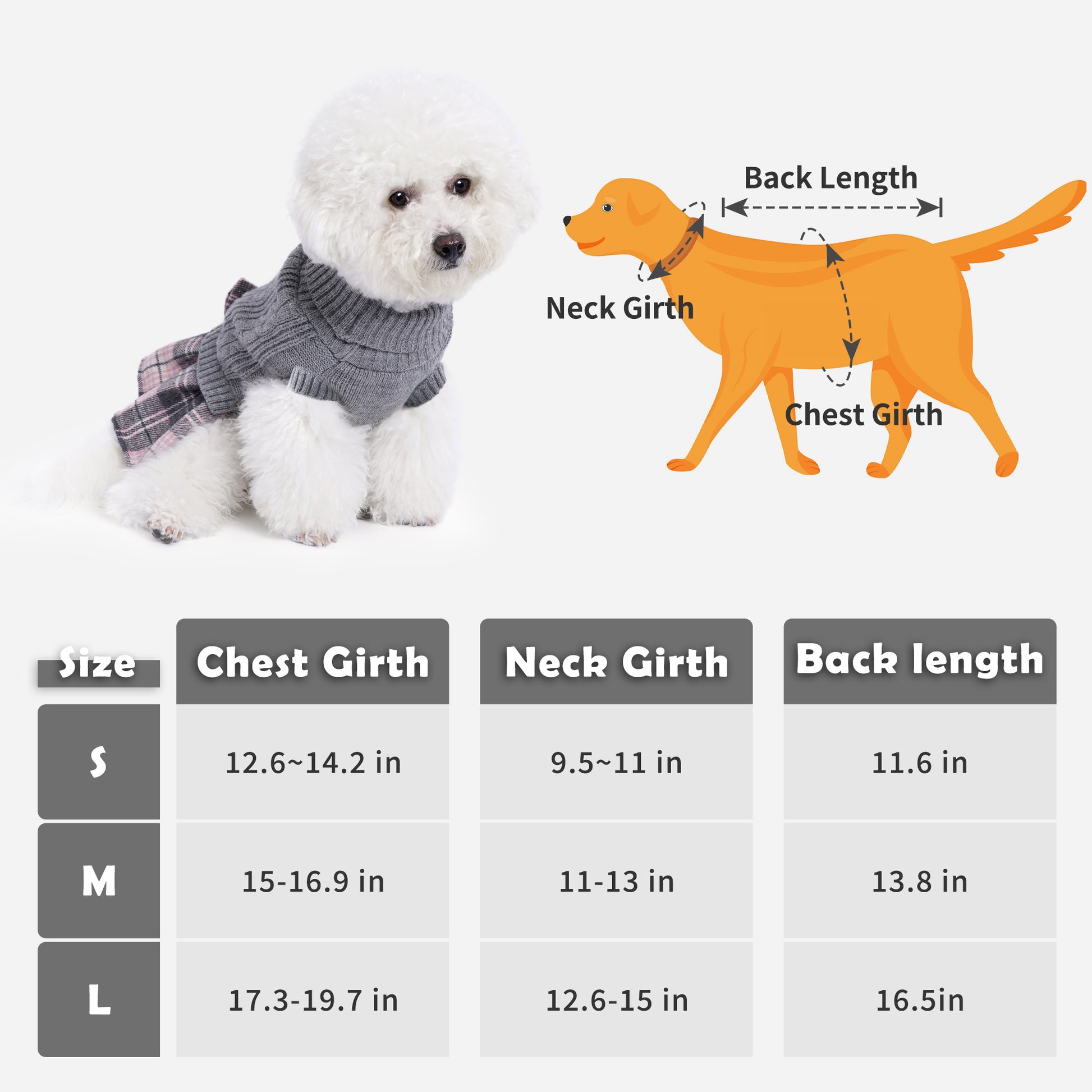 Small Dog Sweater Dress with Bowtie Turtleneck Grey