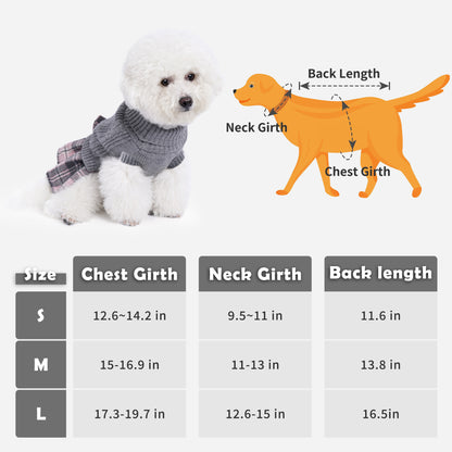 Small Dog Sweater Dress with Bowtie Turtleneck Grey