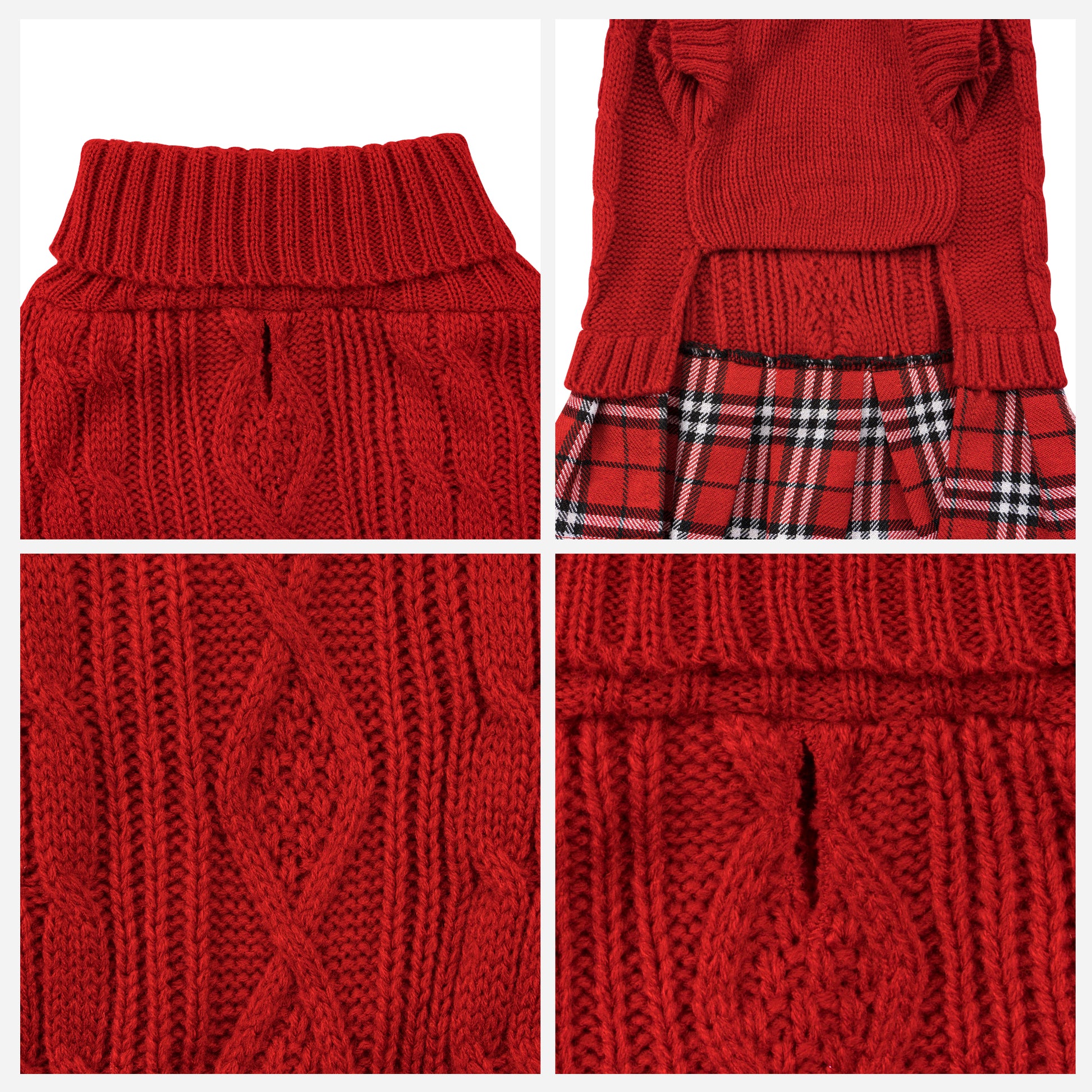 Small Dog Sweater Dress with Bowtie Turtleneck Red