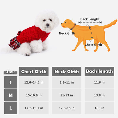 Small Dog Sweater Dress with Bowtie Turtleneck Red