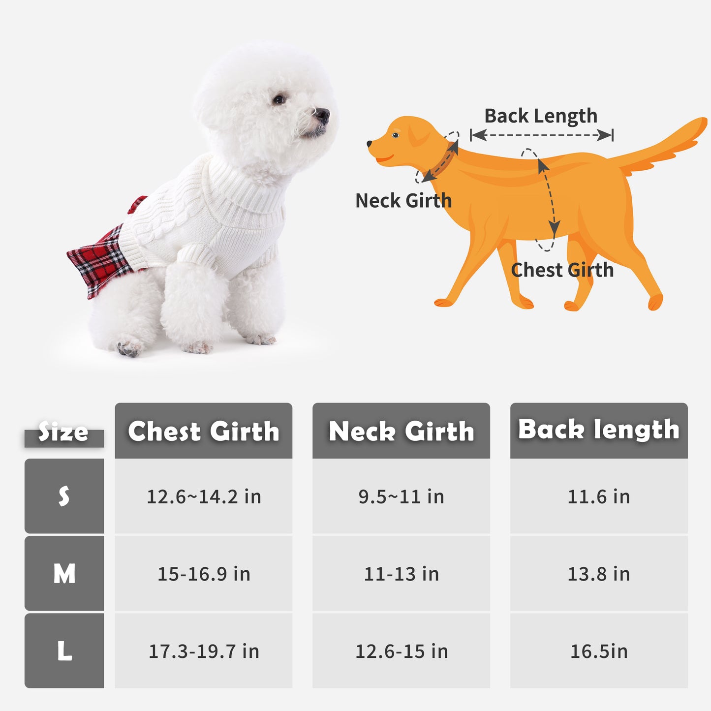 Small Dog Sweater Dress with Bowtie Turtleneck White