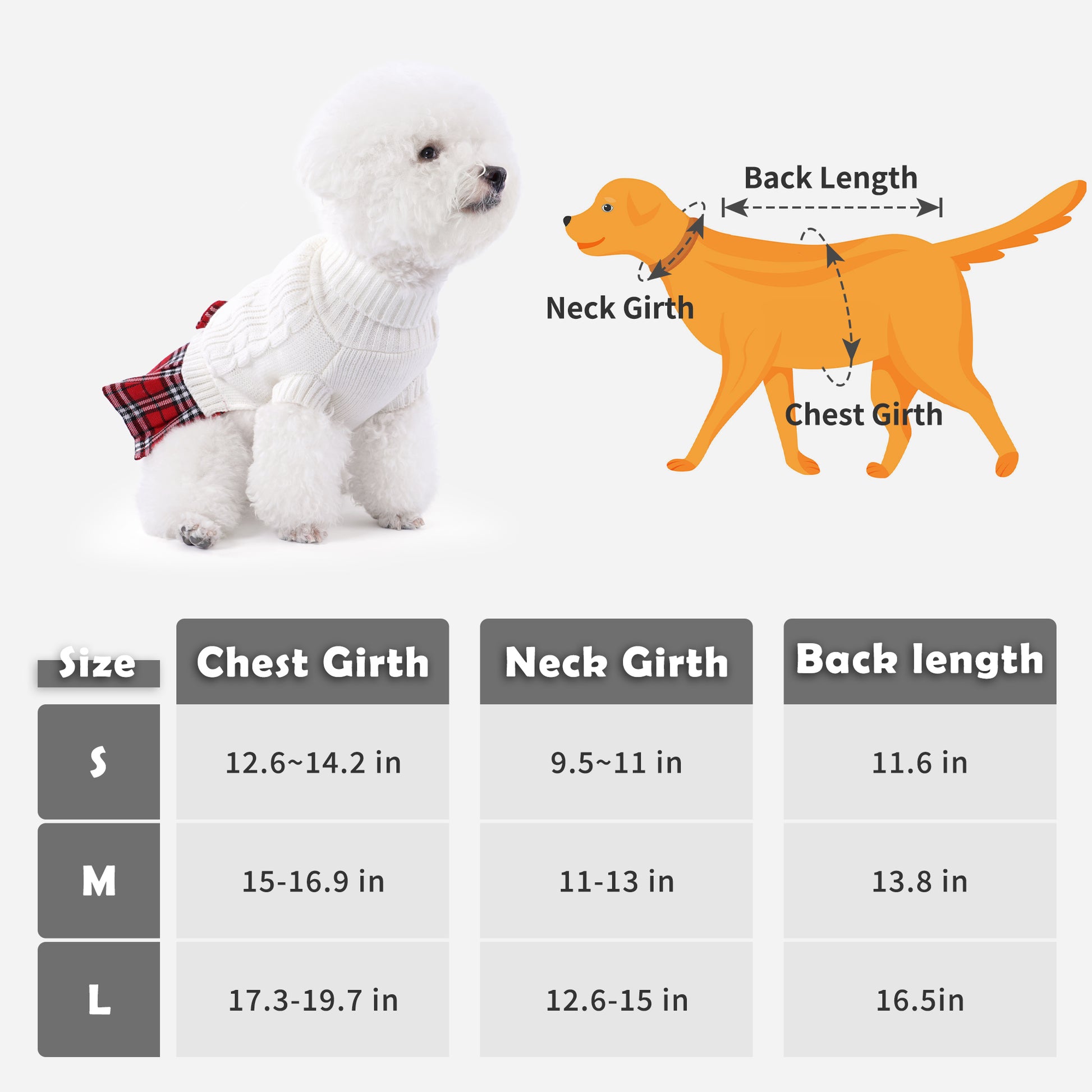 Small Dog Sweater Dress with Bowtie Turtleneck White