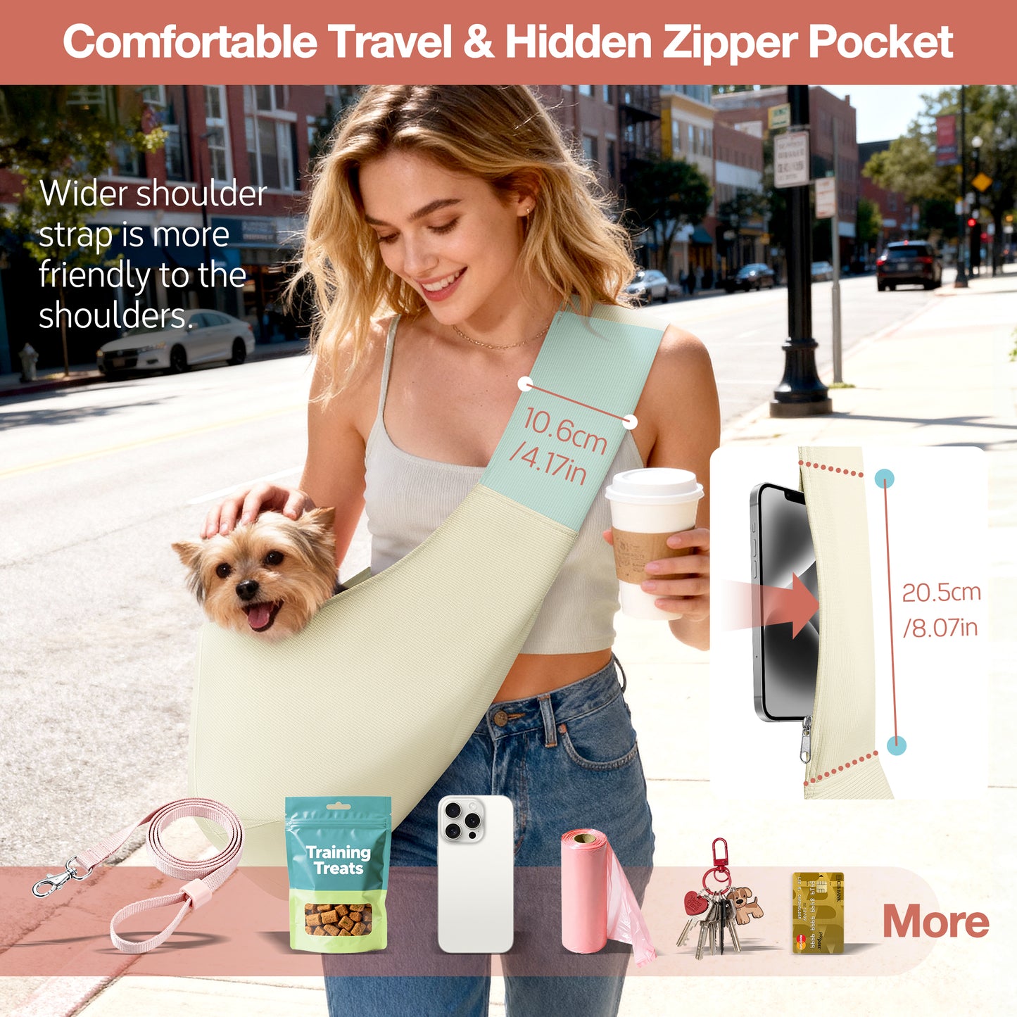 Small Dogs Lightweight Crossbody Beige