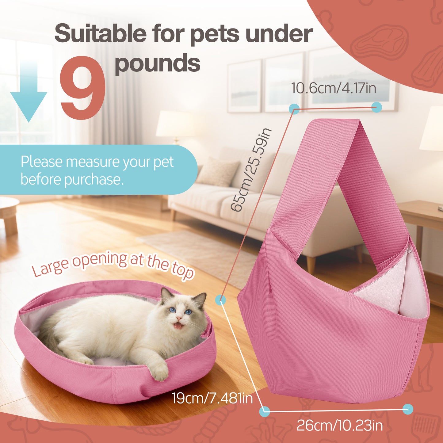 Small Dogs Lightweight Crossbody Pink