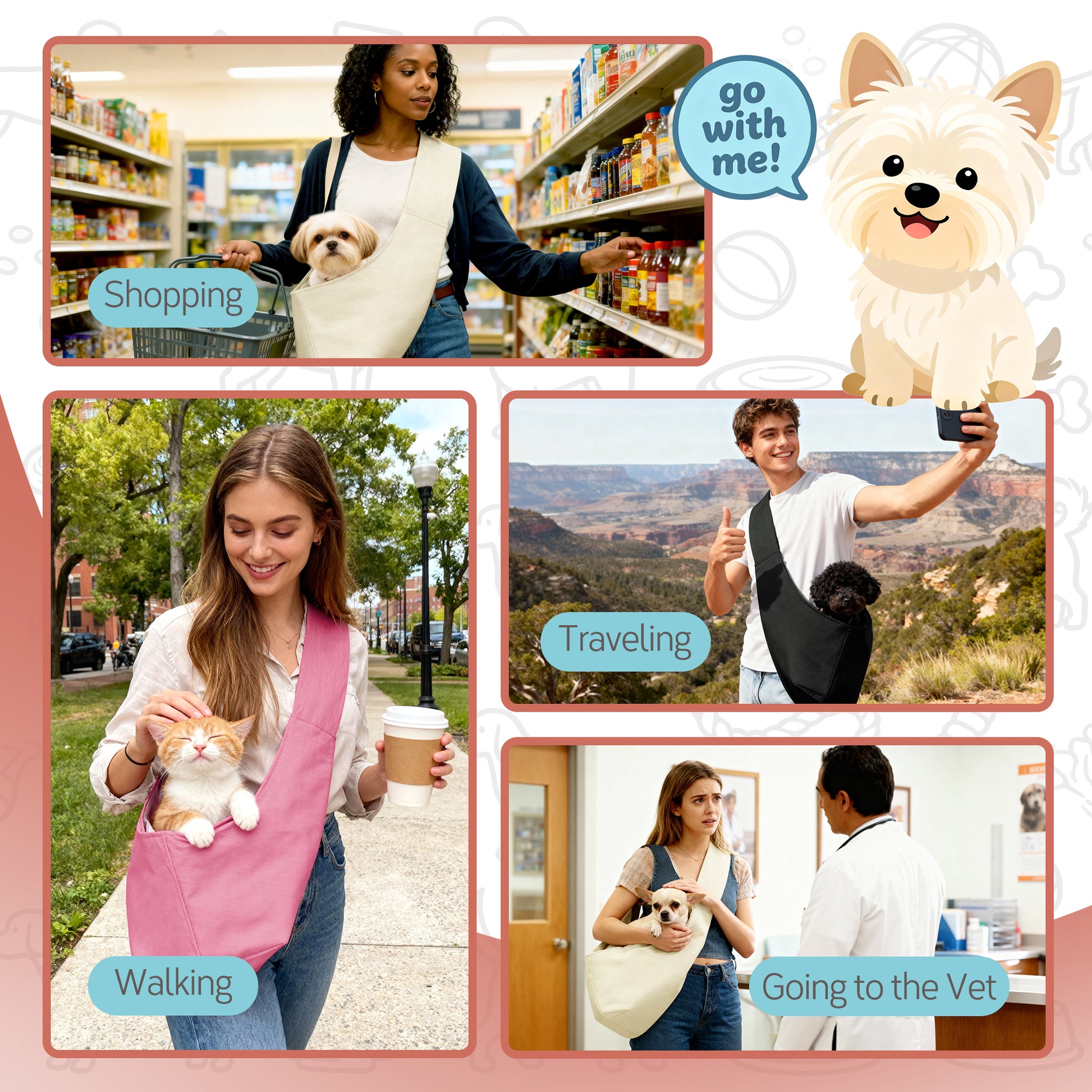 Small Dogs Lightweight Crossbody Pink