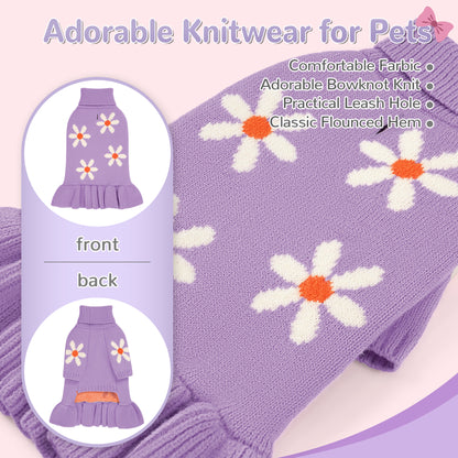 Soft knit turtleneck dog sweater dress