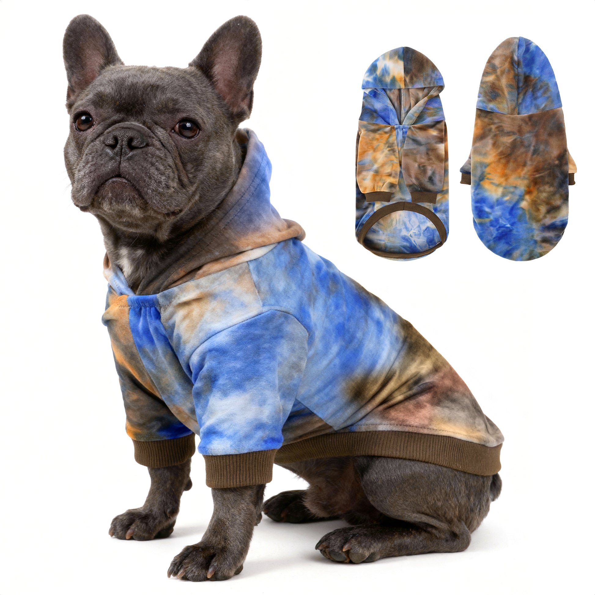 Tie Dye Dog Hoodie Multi Blue Browm