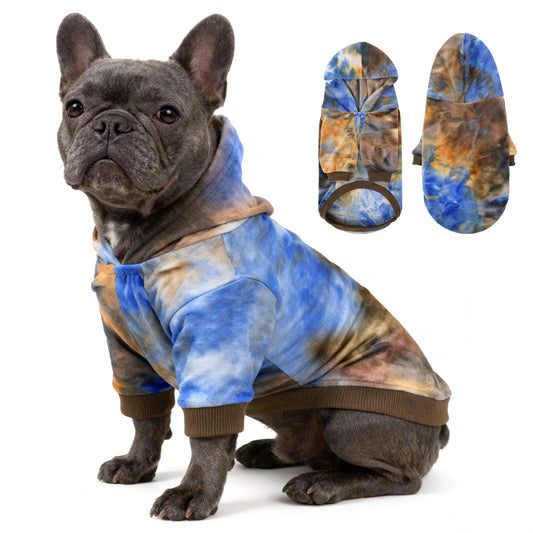 Tie Dye Dog Hoodie Multi Blue Browm