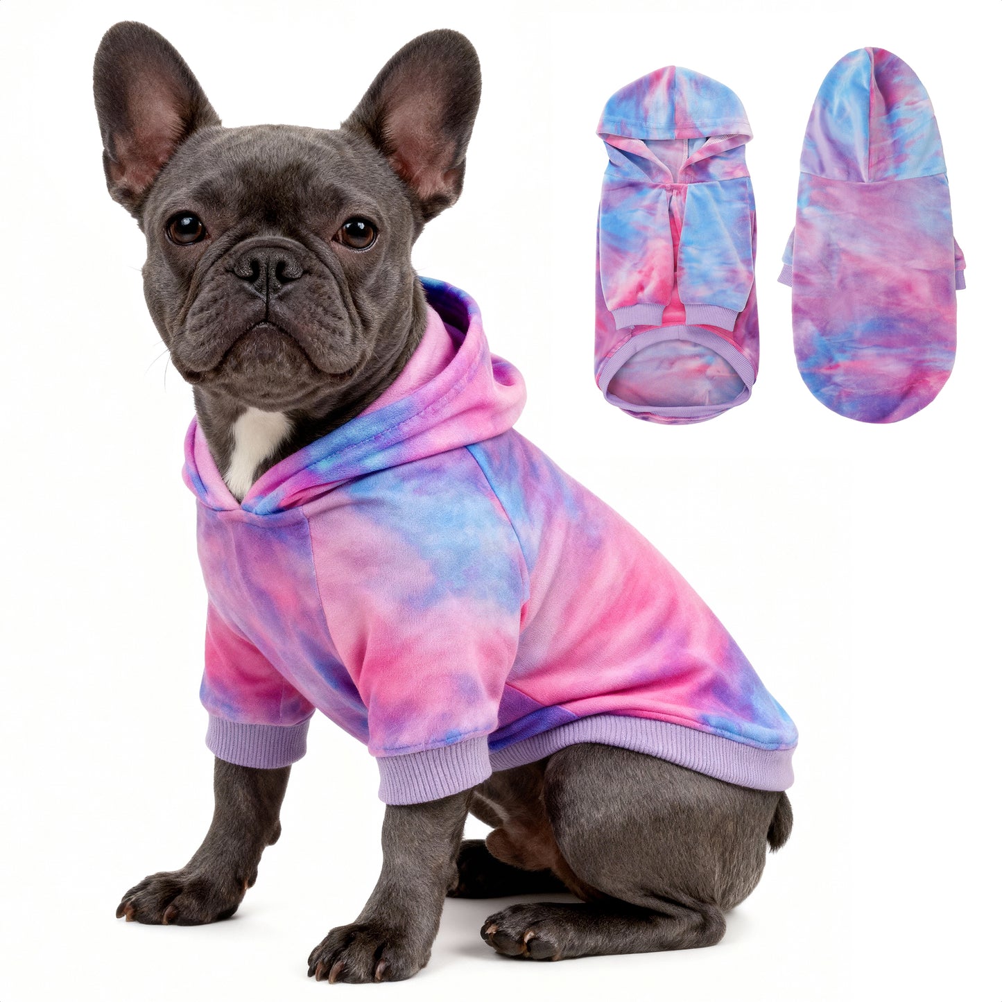 Tie Dye Dog Hoodie Multi Pink Purple