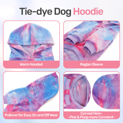 Tie Dye Dog Hoodie Multi Pink Purple