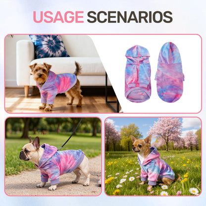 Tie Dye Dog Hoodie Multi Pink Purple