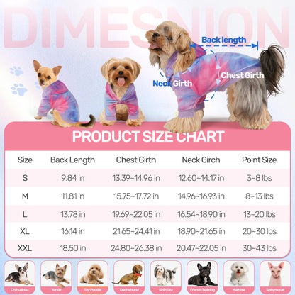 Tie Dye Dog Hoodie Multi Pink Purple